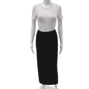 Eileen Fisher Womens Black Long Wool Straight Pencil Skirt Size L